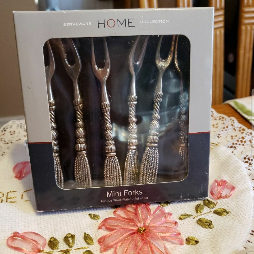 HOME Antique Silver-Plated Mini Fork Set   of 6